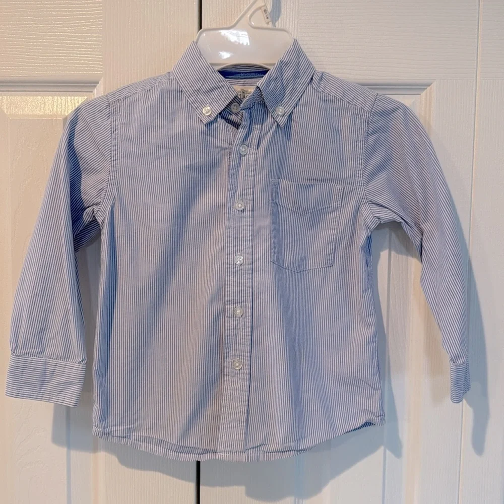 Gently Worn The Children's Place Boy's BluePinstripe Oxford Button Down Shirt-3T